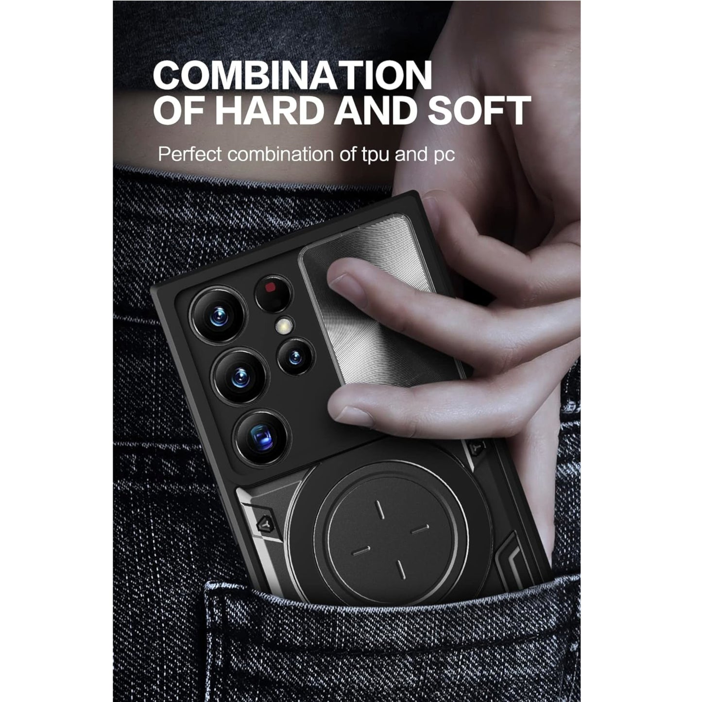 For Apple iPhone 16e /iPhone SE4 Hybrid Shockproof with Magnetic Ring Stand, Compatible with Magsafe & Sliding Camera Lens Protector Case Cover