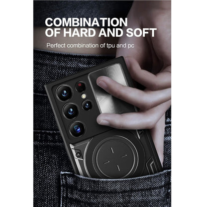 For Apple iPhone 16e /iPhone SE4 Hybrid Shockproof with Magnetic Ring Stand, Compatible with Magsafe & Sliding Camera Lens Protector Case Cover