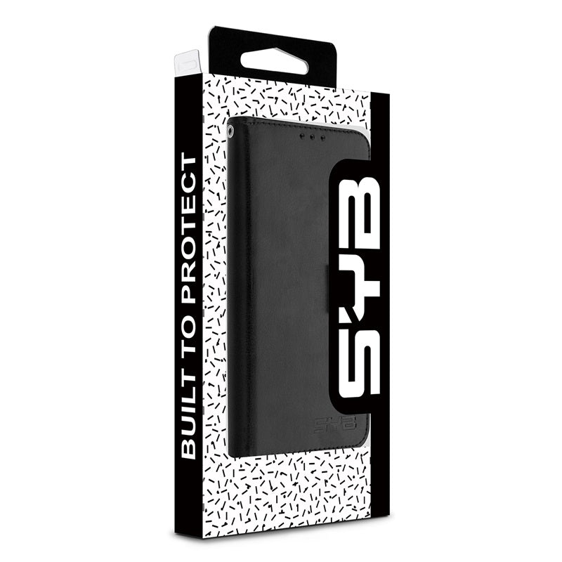 For Leather Wallet Folio Case with Credit Card Slots Pouch Cover for Apple iPhone 16 - Black Case Cover Black