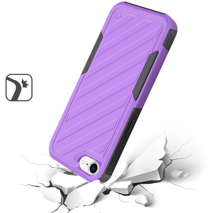 For Apple iPhone 16e Hybrid lined shockproof dual layer Rugged 2in1 Hard PC & Silicone TPU Non Slip Textured Tough Armor Case Cover Purple