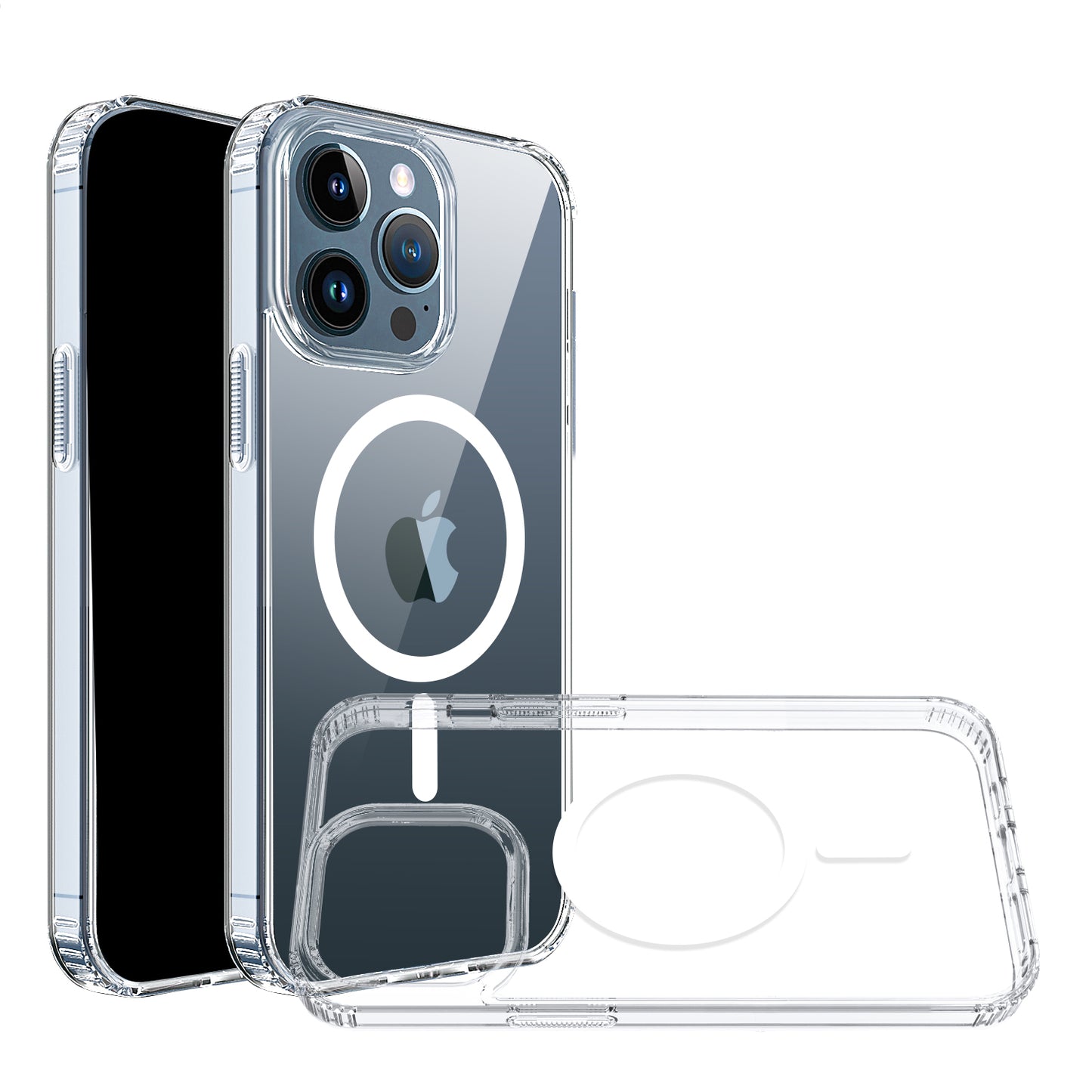 For Apple iPhone 16e Classic Hybrid True Transparent Magnetic Circle - Shockproof Hybrid Clear Bumper, Compatible with MagSafe Case Cover Clear