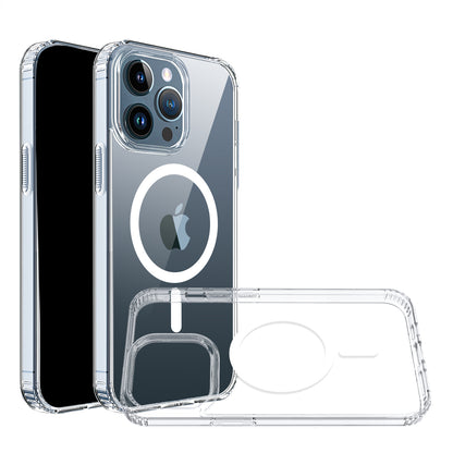 For Apple iPhone 16e Classic Hybrid True Transparent Magnetic Circle - Shockproof Hybrid Clear Bumper, Compatible with MagSafe Case Cover Clear