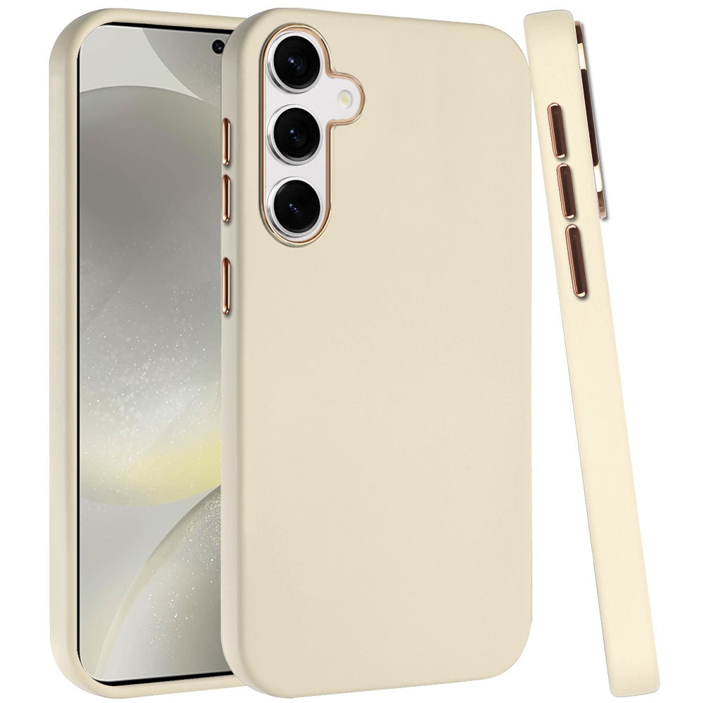 For Samsung Galaxy S25+ /S25 Plus /S24+ Plus Slim Classic Hybrid Around Rubber Gummy Gel Slick Hard PC Silicone TPU Chromed Button Case Cover