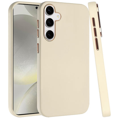 For Samsung Galaxy S25+ /S25 Plus /S24+ Plus Slim Classic Hybrid Around Rubber Gummy Gel Slick Hard PC Silicone TPU Chromed Button Case Cover