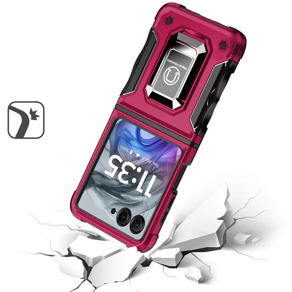 For Motorola Razr 2025 /2024 Hybrid Stand Magnetic Ring Holder Kickstand Heavy Duty Rugged Drop Silicone & Hard PC Shockproof Case Cover