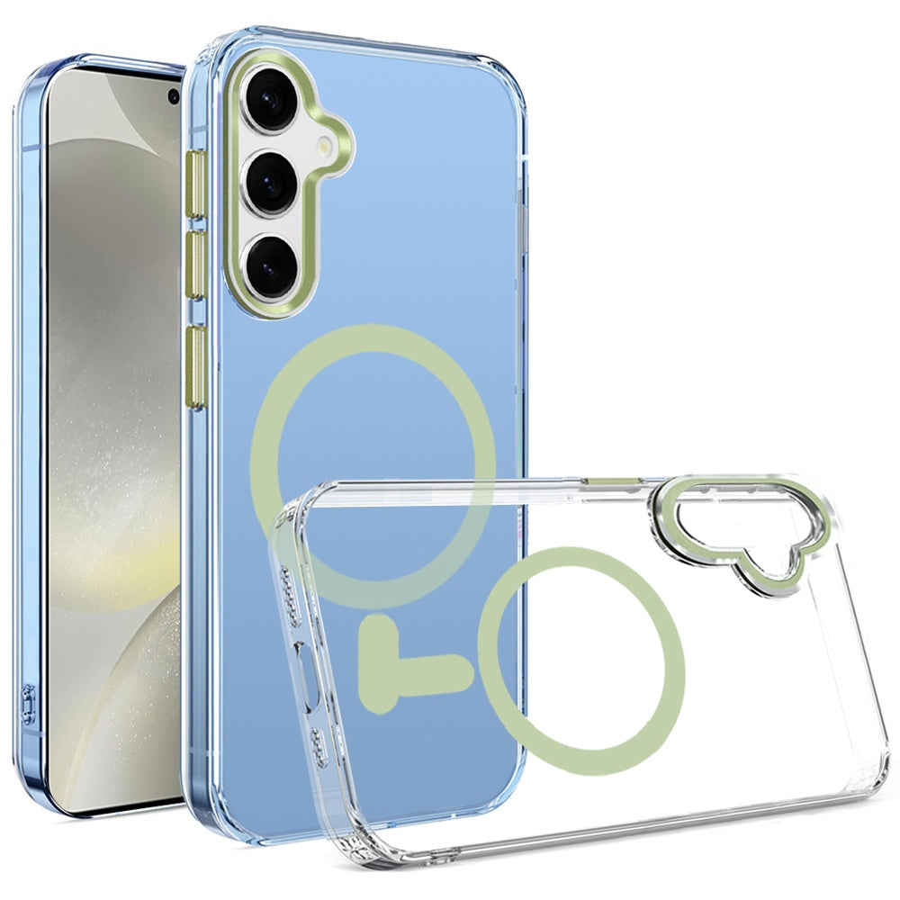 For Samsung Galaxy S25+ /S25 Plus /S24+ Plus Clear Transparent Case Matching Circle Design, Hybrid TPU Hard Shell, Support Magsafe Charger Case Cover