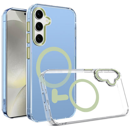 For Samsung Galaxy S25+ /S25 Plus /S24+ Plus Clear Transparent Case Matching Circle Design, Hybrid TPU Hard Shell, Support Magsafe Charger Case Cover