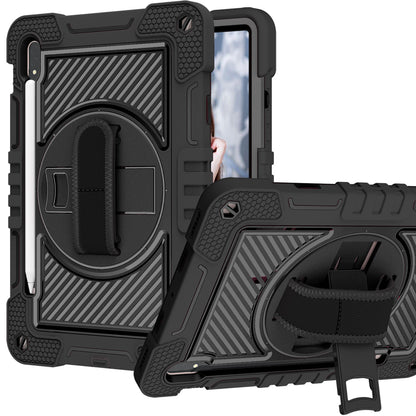 For Hybrid 3in1 Multi-Functional Shockproof Tablet Case with Hand, Shoulder Strap, Pencil & Stand Holder Black Tablet Case Cover