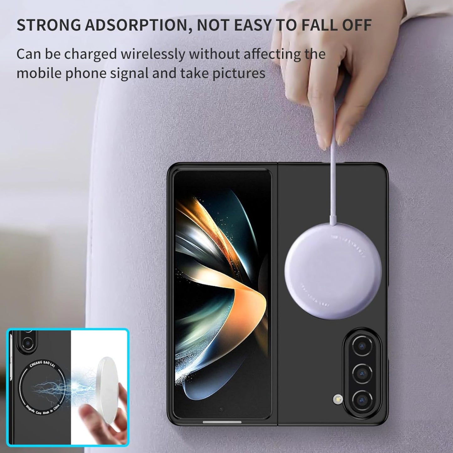 For Samsung Galaxy Z Fold 7 Matte Magnetic Case Supports Fast Wireless Charging, Slim Hybrid TPU Rubber Shockproof Case Cover
