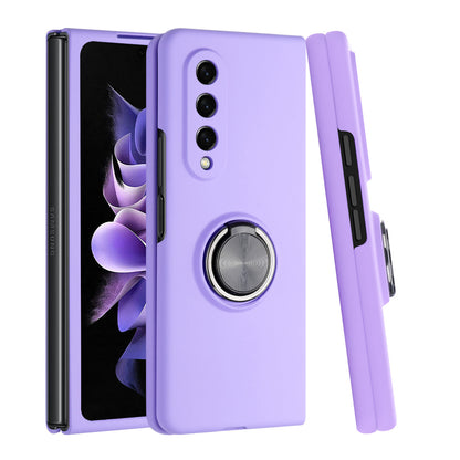 For Samsung Galaxy Z Fold 7 Matte Magnetic Ring Stand Hybrid, Shockproof Protective Silicone Fit Magnetic Car Mount Case Cover