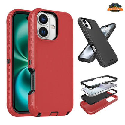 For Apple iPhone 16 Pro (6.3") 3-Layer Protection Case Shockproof Rugged Design with Enhanced Durability Hybrid Heavy Duty Protection Case Cover