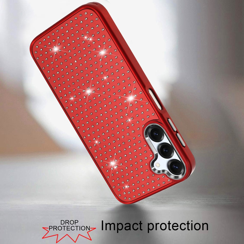 For Samsung Galaxy S25 Fan Edition /Galaxy S25 FE Bling Diamond Metallic, Full Sparkle Chrome Edged Hybrid Protective Shockproof Case Cover
