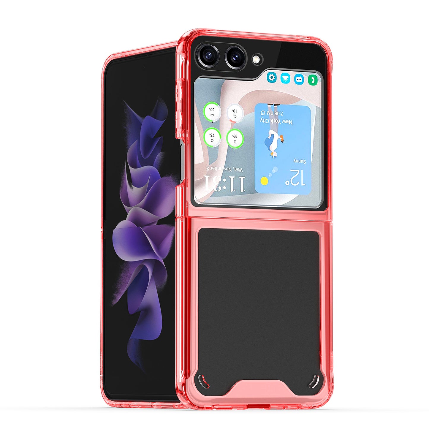 For Samsung Galaxy Z Flip 7 FE Transparent Hybrid Shockproof Hard PC Slim Durable TPU Bumper Protection Case Cover Red