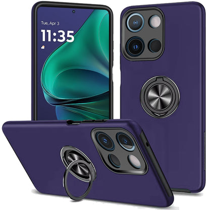 For Motorola Moto G Stylus 5G 2025 Hybrid 360 Degree Rotatable Metal Invisible Ring Stand Holder Slim Fit Magnetic Car Mount Shockproof Case Cover