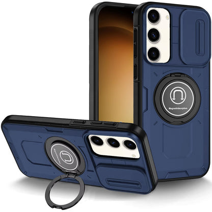 For Samsung Galaxy S25+ /S25 Plus /S24+ Plus Build in Invisible Magnetic Ring Stand with Slide Camera Protector, fit Magnetic Car Mount [Compatible with MagSafe] Case Cover