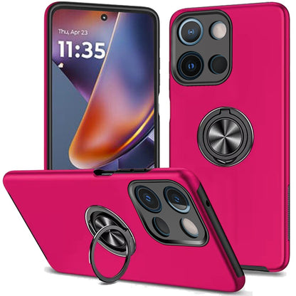 For Motorola Moto G 5G 2025 Hybrid 360 Degree Rotatable Metal Invisible Ring Stand Holder Slim Fit Magnetic Car Mount Shockproof Case Cover