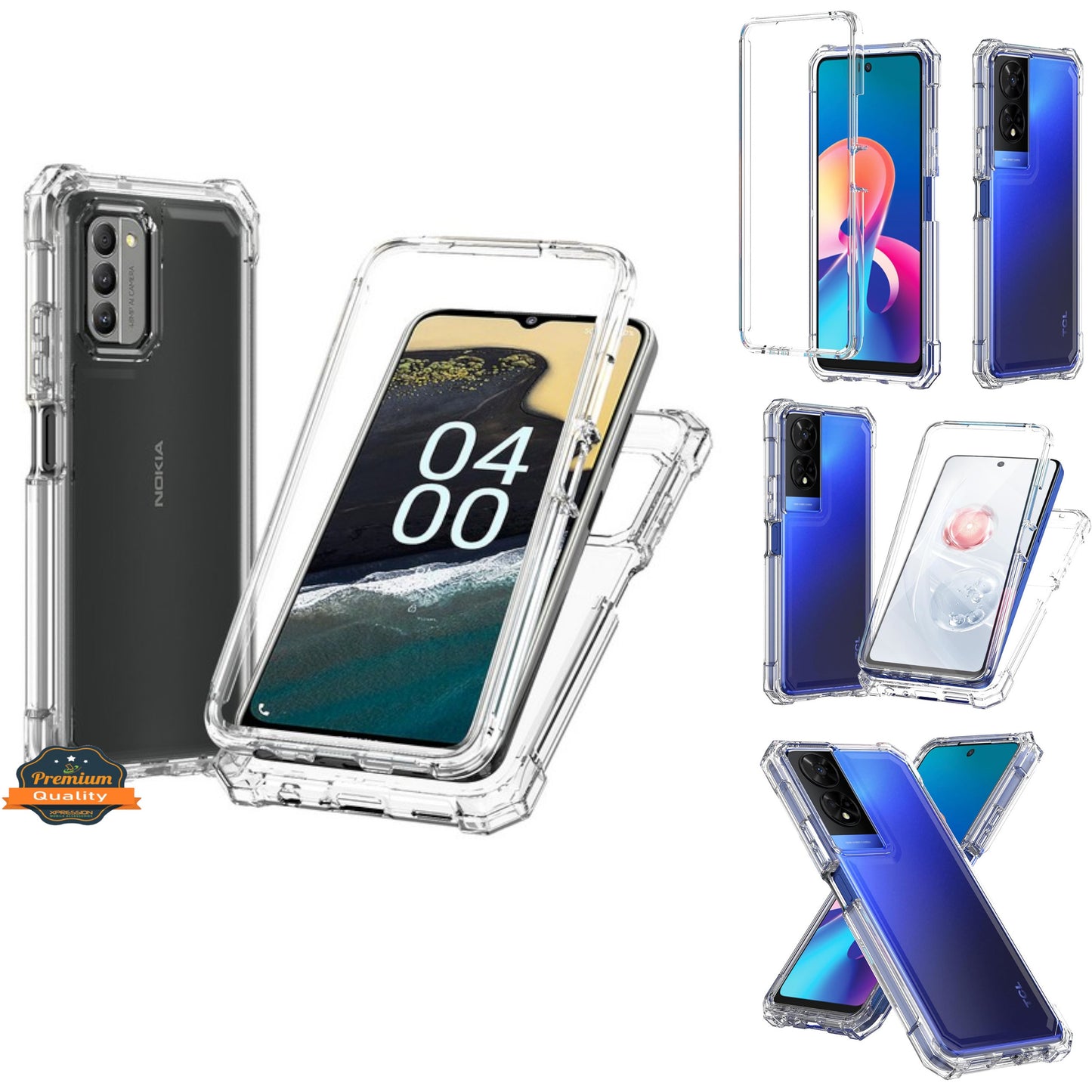 For Samsung Galaxy Xcover 7 Pro, Samsung Galaxy Xcover 6, Samsung Galaxy Xcover 6 Pro Full-Body Dual Layer Hybrid Case Slim, Drop-Proof TPU Hard PC, Durable Corner Front Bumper Protector Case Cover Clear Transparent