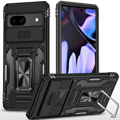 For Google Pixel 9A Hybrid Case with Rotation Ring Stand Shockproof & Camera Window TPU Armor Dropproof Case Cover
