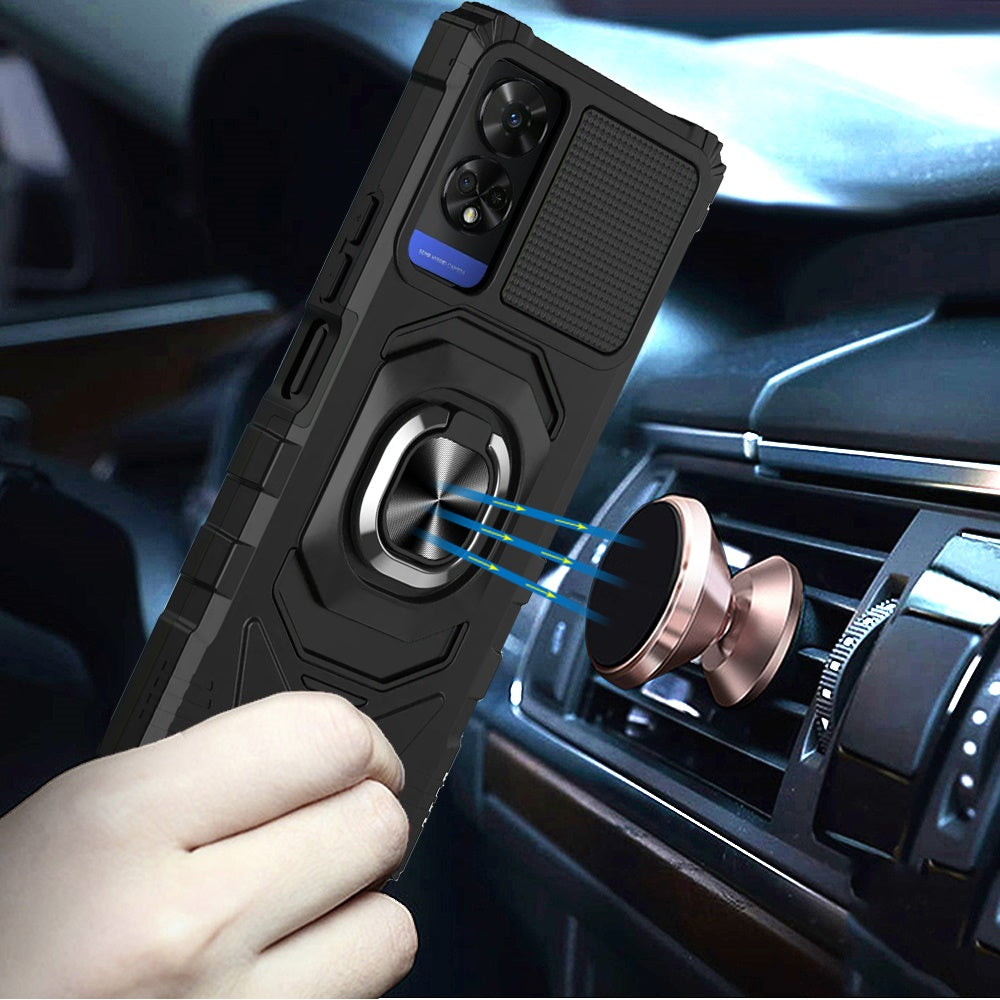 For BLU View 5 Pro Hybrid Dual Layer with 360° Rotate Magnetic Ring Stand Holder Kickstand TPU Rugged PC Shockproof Case Cover