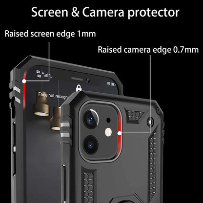 For Gabb Phone 4 Pro Shockproof Hybrid Dual Layer PC + TPU with Metal Ring Kickstand Heavy Duty Armor Shell Case Cover