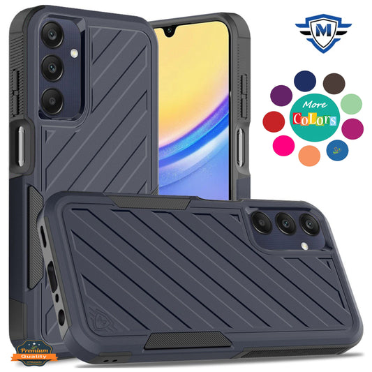 For Samsung Galaxy A16 5G Premium Design Hybrid lined Shockproof Rugged Textured 2in1 Hard PC & Silicone TPU Non Slip Tough Case Cover