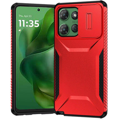 For Motorola Edge 2025 Slim Fit Shockproof Hybrid with Slide Camera Window Covering, Rugged Tpu Silicone Hard PC Bumper Case Cover