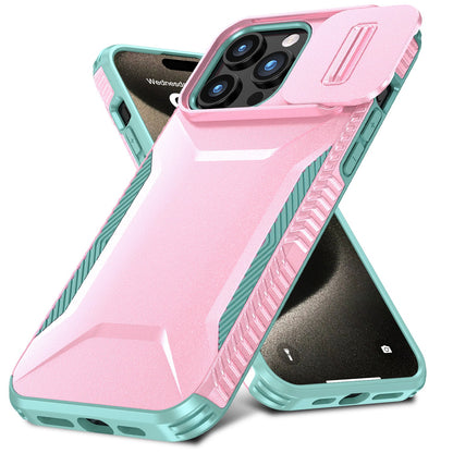 Apple iPhone 16 Pro Max (6.9") Slim Fit Shockproof Hybrid with Slide Camera Window Covering, Rugged Tpu Silicone Hard PC Bumper