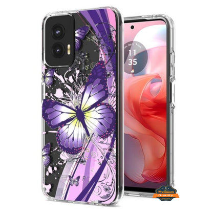 For Motorola Moto G Stylus 5G 2025 Hybrid Clear Frame with Trendy Pattern Design, Shockproof Hard Back & TPU Rubber Case Cover