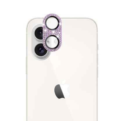 For Apple iPhone 16 (6.1") Camera Lens Full Tempered Glass With Diamond Bling Glitter Rhinestone Lens Protective Case Cover