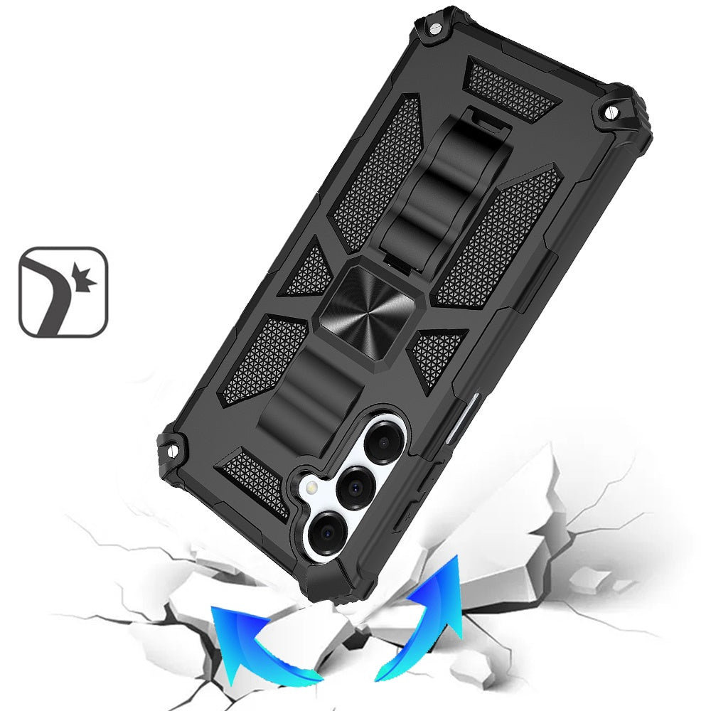 For Samsung Galaxy A17 5G Hybrid Shockproof [Military Grade] Rugged Protective with Magnetic Car Mount & Invisible Stand Case Cover