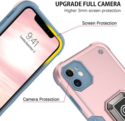 For Gabb Phone 4 Pro Heavy Duty Hybrid 2in1 Hard PC & TPU Rugged Bumper Shockproof with Magnetic Ring Kickstand Case Cover Black