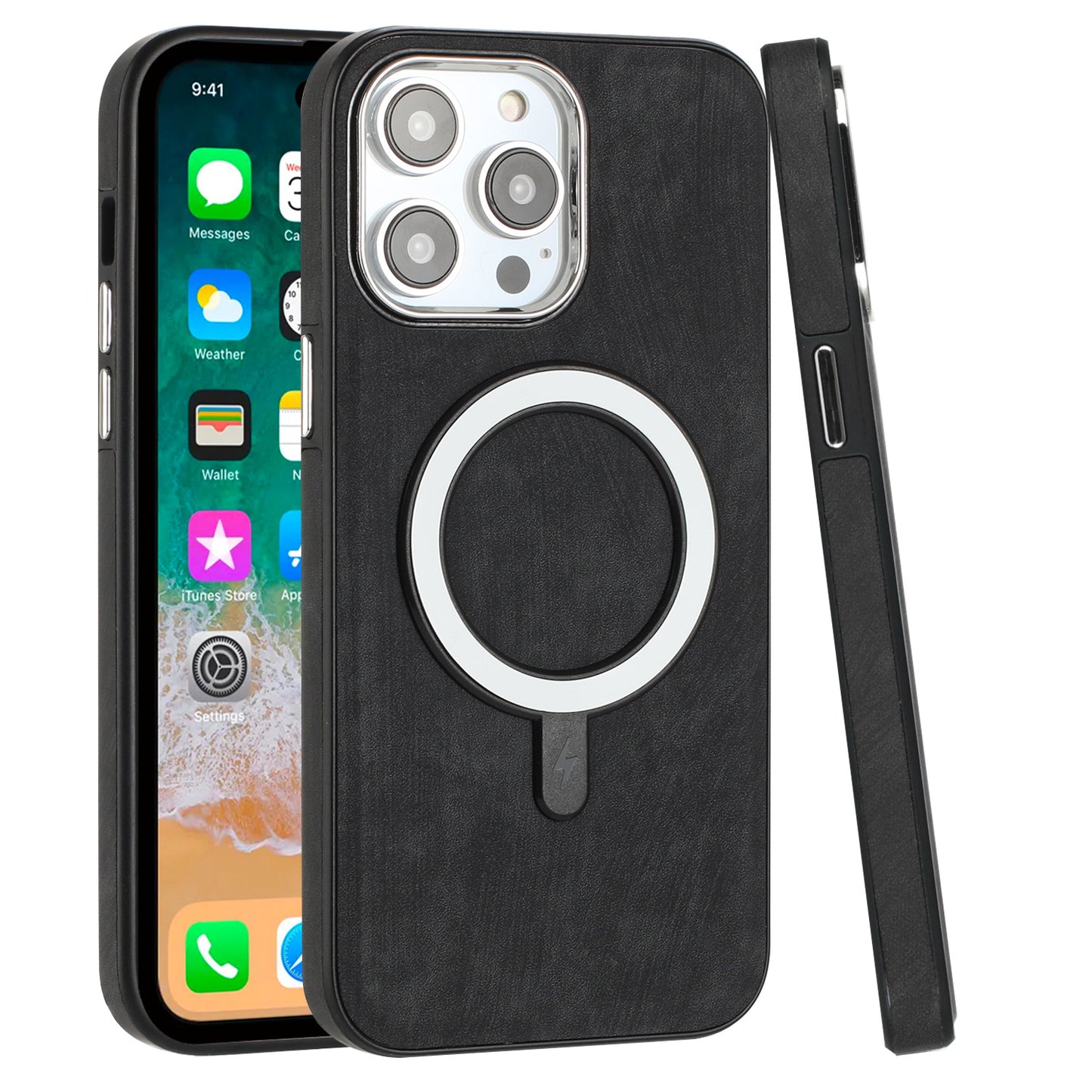 For Samsung Galaxy S25+ /S25 Plus /S24+ Plus Fashion PU Vegan Leather Chrome Edge Hybrid, MagSafe Compatible, Durable TPU Hard PC Case Cover