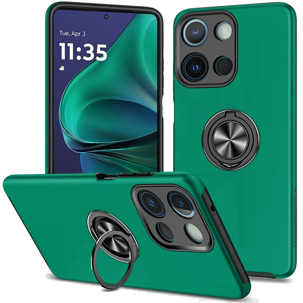 For Motorola Moto G Stylus 5G 2025 Hybrid 360 Degree Rotatable Metal Invisible Ring Stand Holder Slim Fit Magnetic Car Mount Shockproof Case Cover