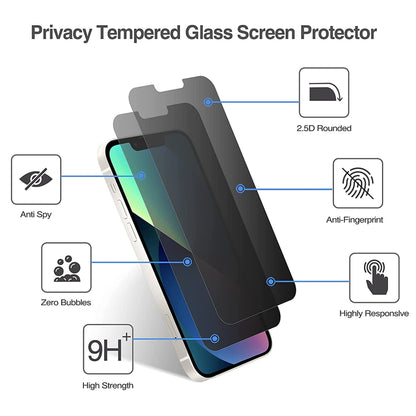For Apple iPhone 16 Pro (6.3") Privacy Screen Protector Anti Spy 9H Dark Tempered Glass Screen Film Guard Case Friendly Case Cover Black