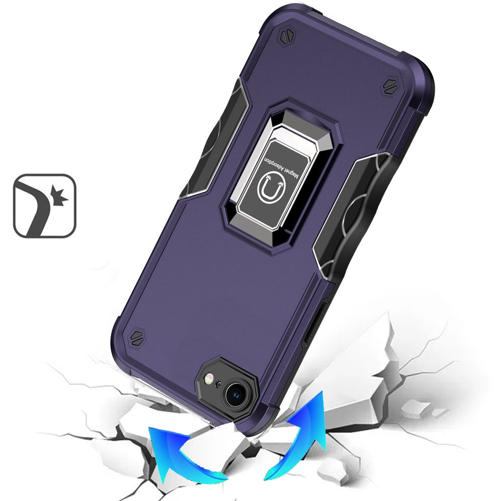 For Apple iPhone 16e Hybrid Stand Magnetic Ring Holder Kickstand Heavy Duty Rugged Drop Silicone & Hard PC Shockproof Case Cover