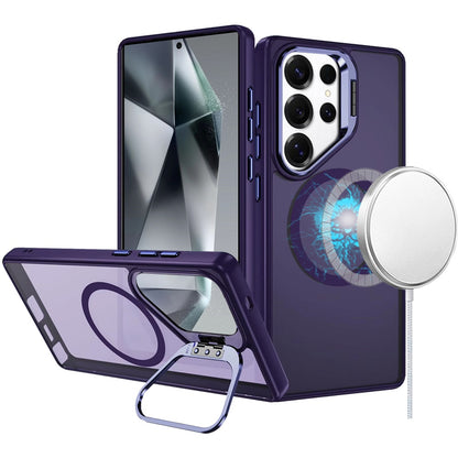 For Samsung Galaxy S25+ /S25 Plus /S24+ Plus Heavy Duty Metallic Hybrid Tough TPU with Camera Ring Stand, MagSafe Compatible, Rugged Drop Protection Case Cover