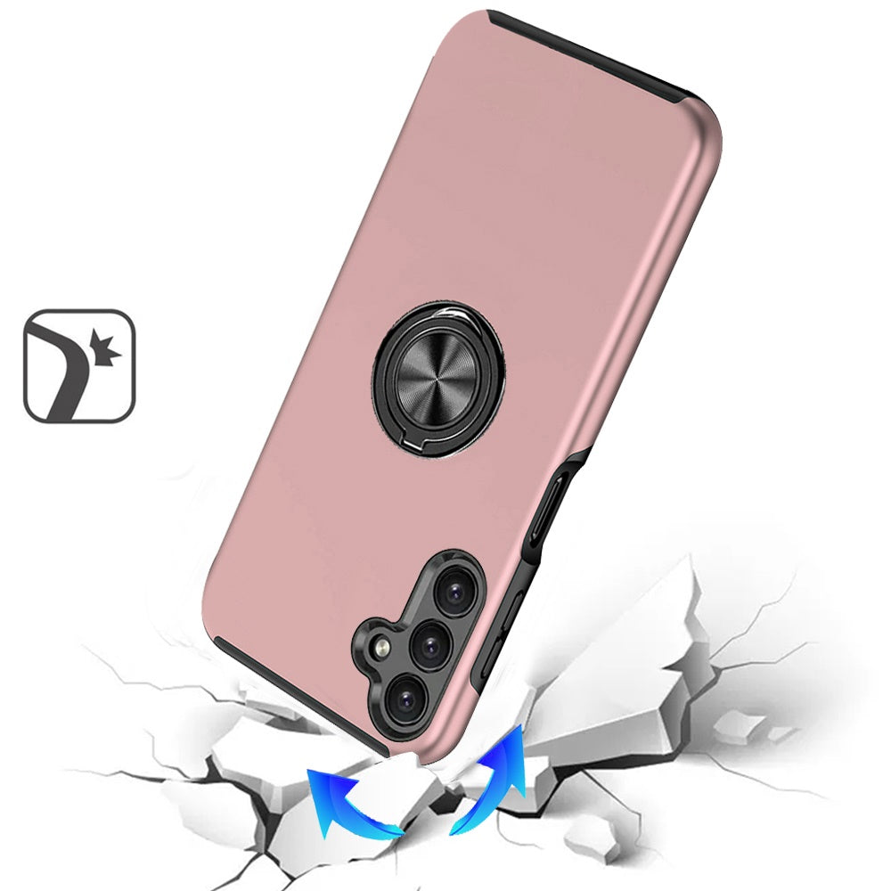 For Samsung Galaxy A17 5G Hybrid 360 Degree Rotatable Metal Invisible Ring Stand Holder Slim Fit Magnetic Car Mount Shockproof Case Cover