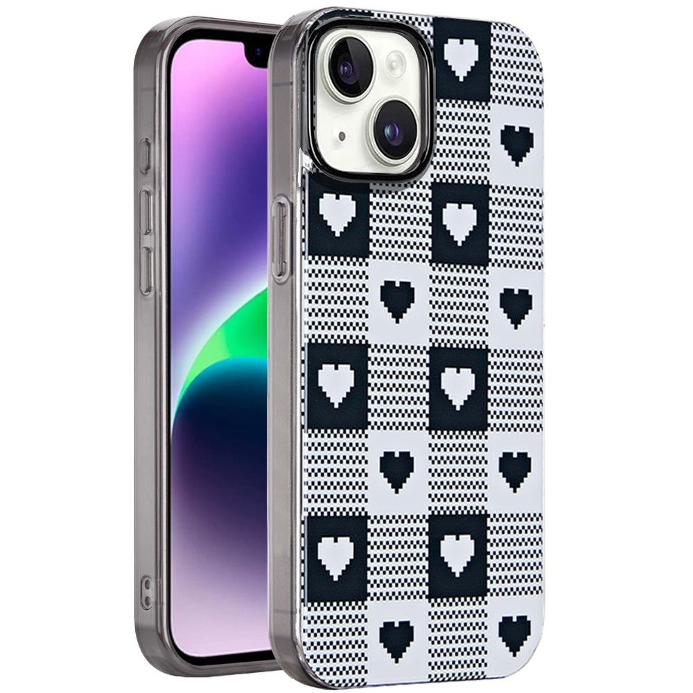 For Apple iPhone 15 Fashion Layer Design Slim IMD TPU Protective, Shockproof Hybrid Stylish Durable Hard PC Case Cover