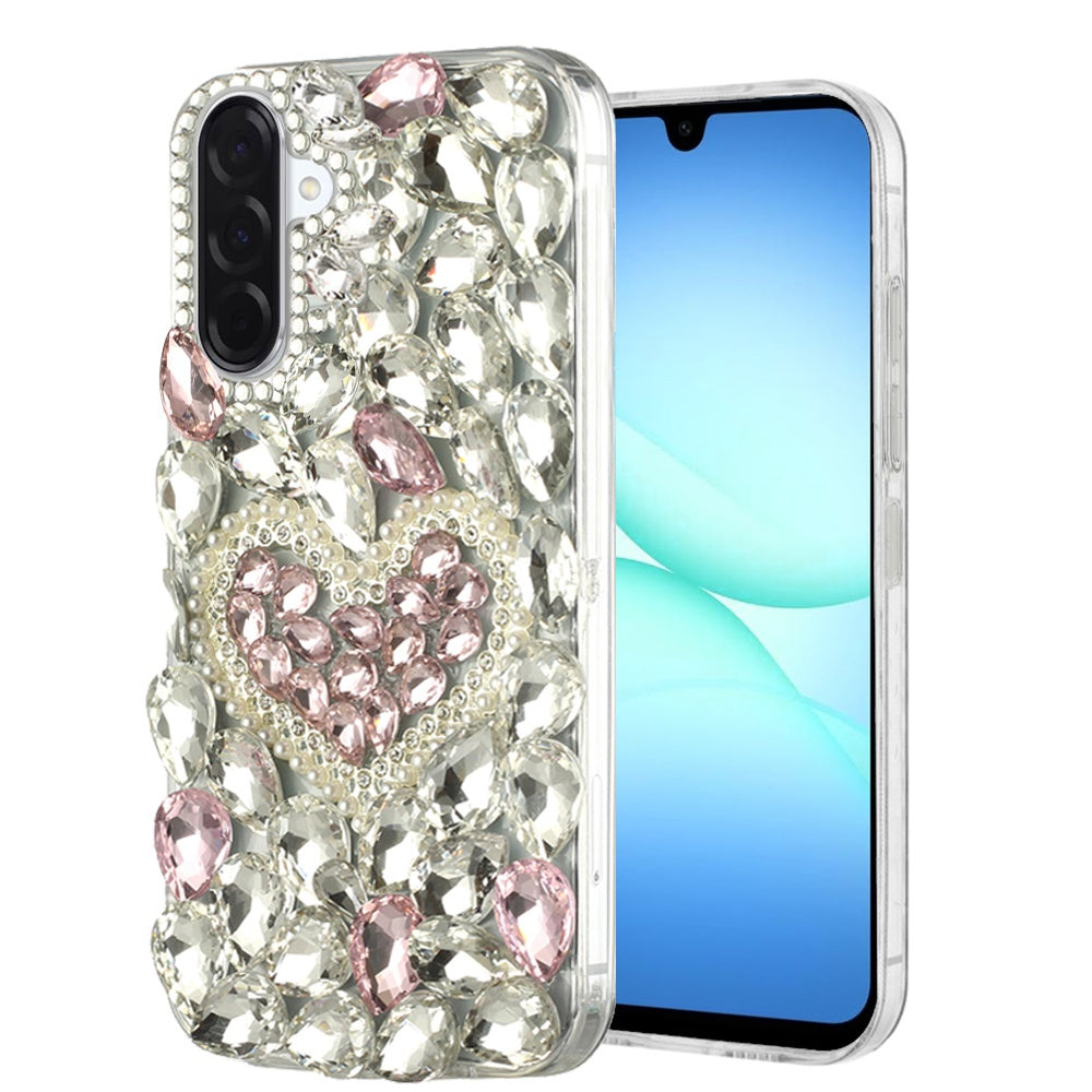 For Samsung Galaxy A17 5G Bling Crystal 3D Full Diamonds Luxury Sparkle Rhinestone Hybrid Protective Case Cover