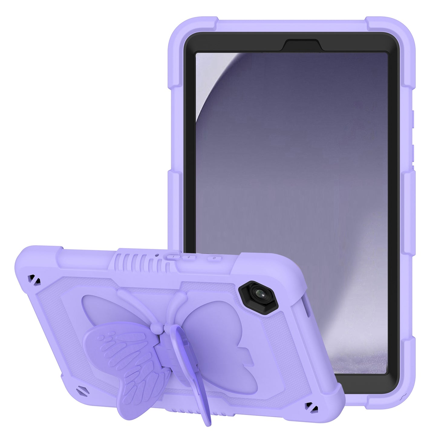 For Butterfly Wings Kickstand 3in1 Tough Hybrid with Pencil Holder Heavy Duty Rugged Shockproof Full Protective Purple Tablet Case Cover