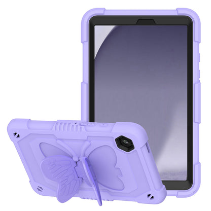 For Butterfly Wings Kickstand 3in1 Tough Hybrid with Pencil Holder Heavy Duty Rugged Shockproof Full Protective Purple Tablet Case Cover