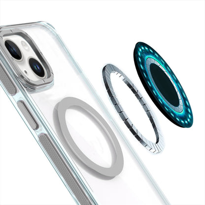 For Apple iPhone 15 Transparent Back with Colorful Frame, Strong Magnetic Circle, MagSafe Compatible, Slim Shockproof Protection Case Cover