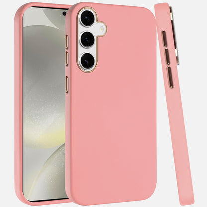 For Samsung Galaxy S25+ /S25 Plus /S24+ Plus Slim Classic Hybrid Around Rubber Gummy Gel Slick Hard PC Silicone TPU Chromed Button Case Cover