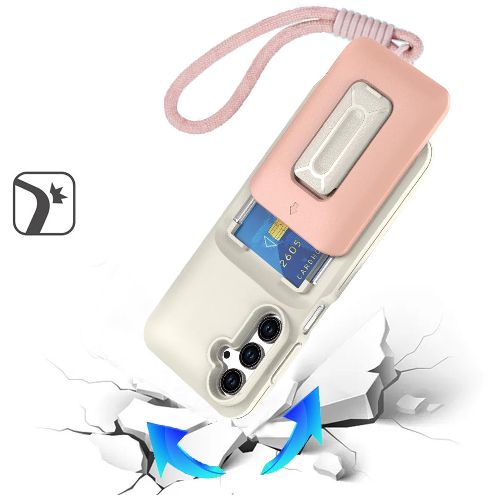 For Samsung Galaxy S25 Fan Edition /Galaxy S25 FE Wallet Case with 2- Credit Card Holder, Wrist Strap & Kickstand Hybrid Shockproof TPU Case Cover