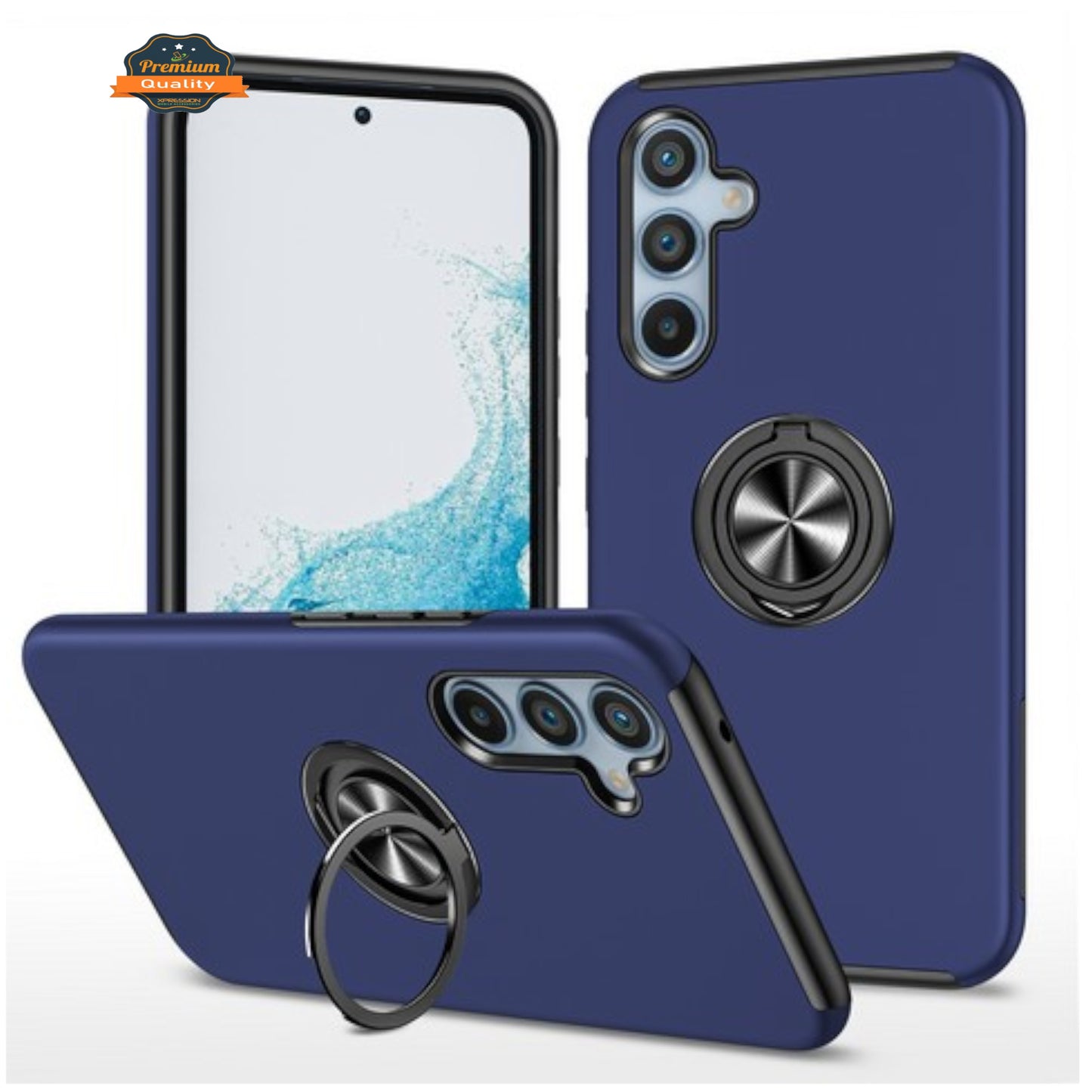 For Samsung Galaxy A26 Military Grade Hybrid Case with Flat Metal Ring 360° Rotation Kickstand, Slim Fit Back Hard PC Case Cover