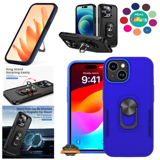 For Samsung Galaxy A16 Slim Hybrid Case with Ring Stand 360° Rotate & Magnetic Back Grip Kickstand Military Grade Shockproof Protector