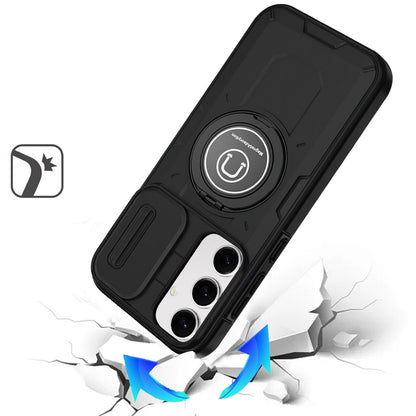 For Apple iPhone 16 Pro Max Build in Invisible Magnetic Ring Stand with Slide Camera Protector, fit Magnetic Car Mount [Compatible with MagSafe] Case Cover