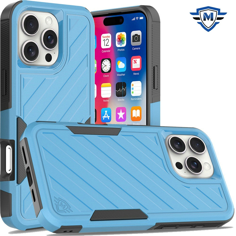 For Apple iPhone 16 Pro (6.3") Premium Design Hybrid lined Shockproof Rugged Textured 2in1 Hard PC & Silicone TPU Non Slip Tough Case Cover
