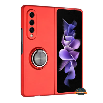 For Samsung Galaxy Z Fold 7 Matte Silicone TPU Rubber Magnetic with 360° Ring Stand Grip Shockproof Slim Hybrid Case Cover