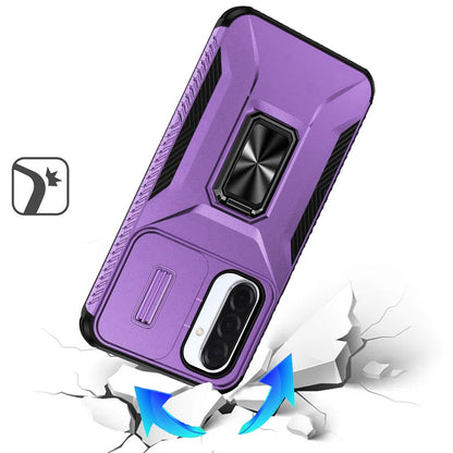For Samsung Galaxy A17 5G Case, Camera Cover with Magnetic Rotation Ring Stand, Military Grade Hybrid Hard TPU Shockproof Case Cover